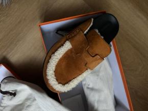 Hermes Shearling Go Mules 3