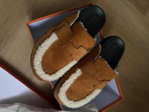 Hermes Shearling Go Mules 2