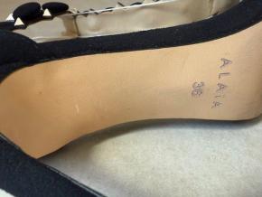 Alaia Black Suede T-Strap Bombe Sandals 14