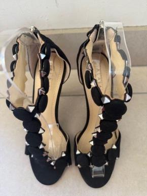 Alaia Black Suede T-Strap Bombe Sandals 9