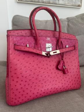 Hermes Rare Fuschia Pink Ostrich Birkin 35 11