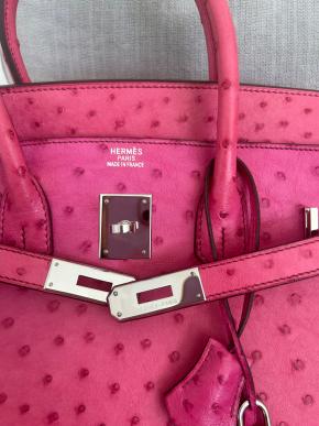 Hermes Rare Fuschia Pink Ostrich Birkin 35 6