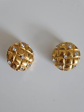 Chanel Vintage Gold Metal and Rhinestone Clip Earrings 11