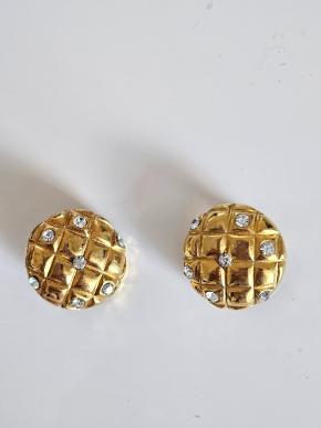 Chanel Vintage Gold Metal and Rhinestone Clip Earrings 13