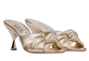 Miu Miu Silver Calf Leather Sandals 8
