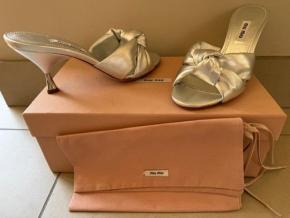 Miu Miu Silver Calf Leather Sandals 2