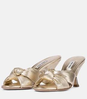 Miu Miu Silver Calf Leather Sandals 14