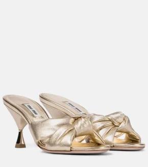 Miu Miu Silver Calf Leather Sandals 15