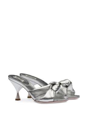 Miu Miu Silver Calf Leather Sandals 10