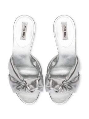 Miu Miu Silver Calf Leather Sandals 12