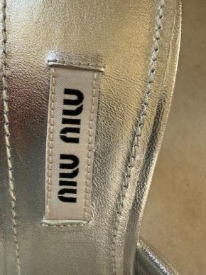 Miu Miu Silver Calf Leather Sandals 4