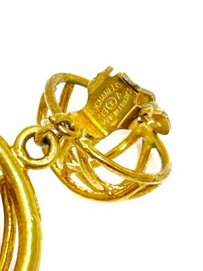 Chanel Vintage Gold Metal Birdcage Earrings 5