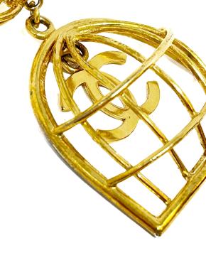 Chanel Vintage Gold Metal Birdcage Earrings 2