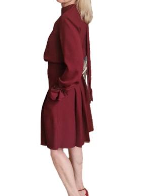 Victoria Victoria Beckham Burgundy Long Sleeved Dress 3