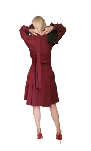 Victoria Victoria Beckham Burgundy Long Sleeved Dress 2