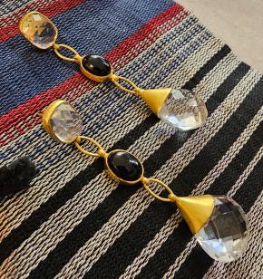 Pippa Small Onyx And Rock Crystal Earrings 2