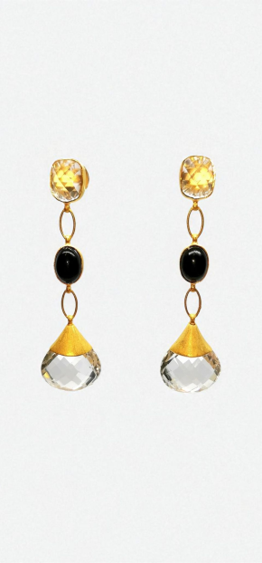 Pippa Small Onyx And Rock Crystal Earrings 3