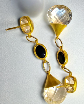 Pippa Small Onyx And Rock Crystal Earrings 4