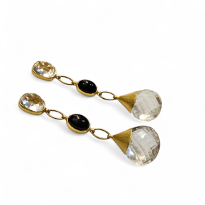 Pippa Small Onyx And Rock Crystal Earrings 9