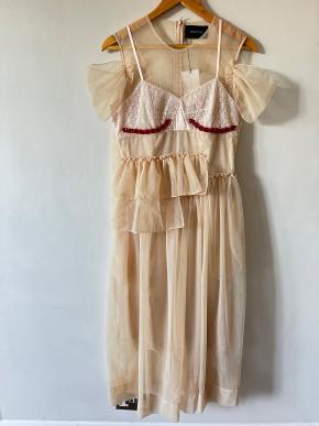 Simone Rocha Beige Mesh Midi Dress 2