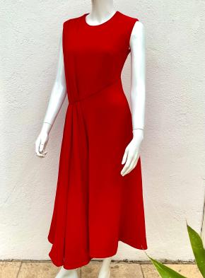 Emilia Wickstead Red Wool Crepe Midi Dress 3