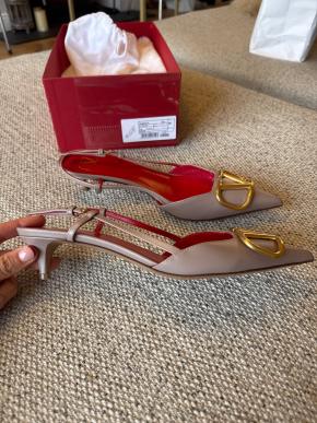 Valentino Beige Kitten Heel Sling Back Pumps 3