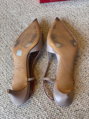 Valentino Beige Kitten Heel Sling Back Pumps 5