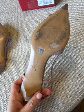 Valentino Beige Kitten Heel Sling Back Pumps 6