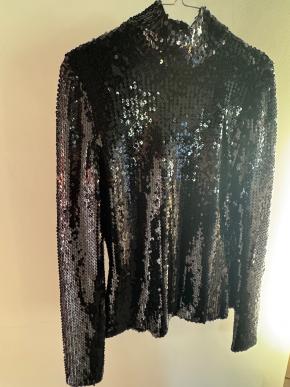 Dior High Neck Black Sequin Long Sleeved Top 4