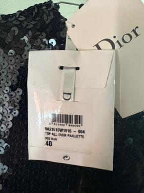 Dior High Neck Black Sequin Long Sleeved Top 5
