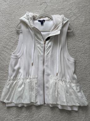 Louis Vuitton Cream Sleeveless Hooded Bi-Fabric Knit Jacket 2