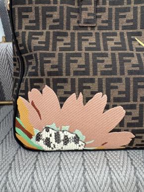 Fendi Exotic Flower Coated Canvas Shoulder Tote 7