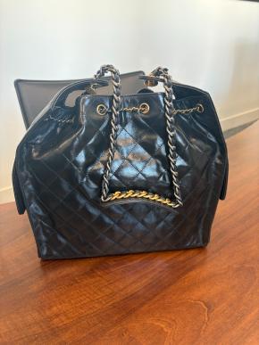 Chanel Current Season Medium Black Calf Leather Hobo With Receipt 3
