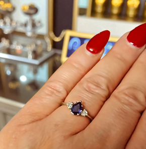 Bespoke Lab Created Alexandrite And Diamond Ring 11