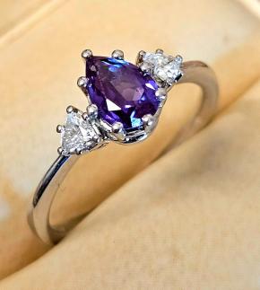 Bespoke Lab Created Alexandrite And Diamond Ring 2