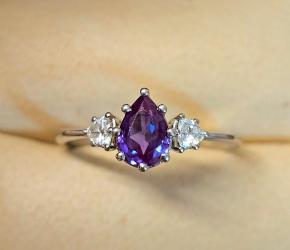 Bespoke Lab Created Alexandrite And Diamond Ring 13