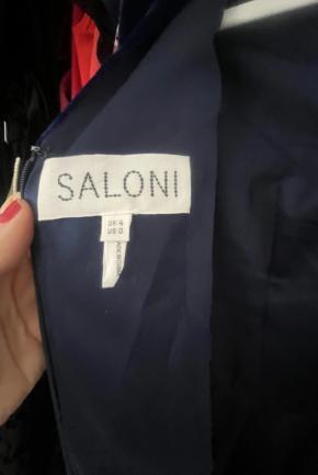 Saloni Blue Velvet Midi Dress 3