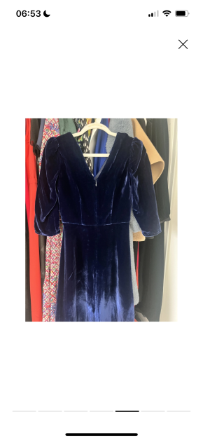 Saloni Blue Velvet Midi Dress 6