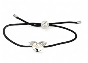 Theo Fennell Silver Winged Heart Black Cord Bracelet 5