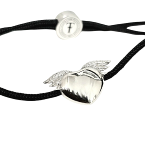 Theo Fennell Silver Winged Heart Black Cord Bracelet 3