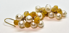 Bespoke Pearl And Calcite Grape Style Drop Earrings 7
