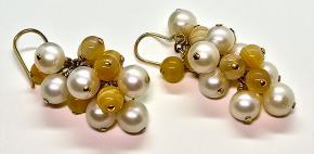 Bespoke Pearl And Calcite Grape Style Drop Earrings 8