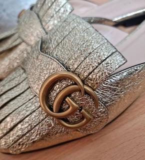 Gucci Marmont Gold Leather Flat Mules 8