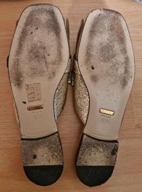 Gucci Marmont Gold Leather Flat Mules 11