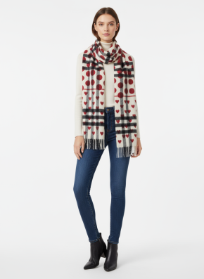 Burberry Cashmere Heart print Check Scarf 2