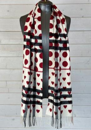 Burberry Cashmere Heart print Check Scarf 8
