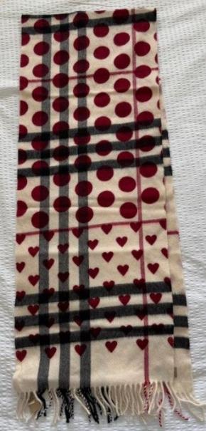 Burberry Cashmere Heart print Check Scarf 3
