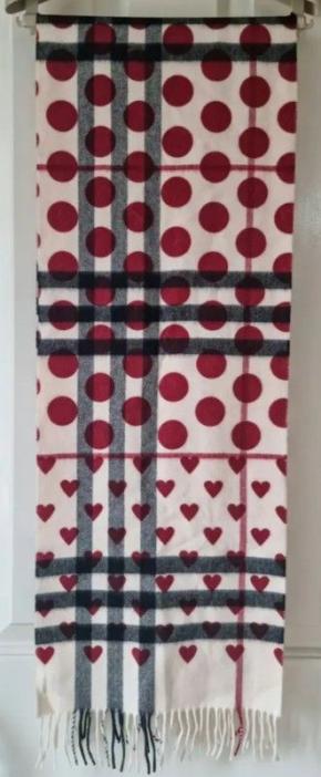 Burberry Cashmere Heart print Check Scarf 7