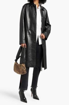 Nilli Lotan New Season Black Leather Coat/Jacket 3