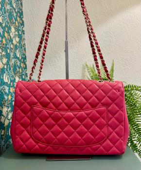 Chanel Raspberry Pink Jumbo Mademoiselle Chic Flap Bag 2